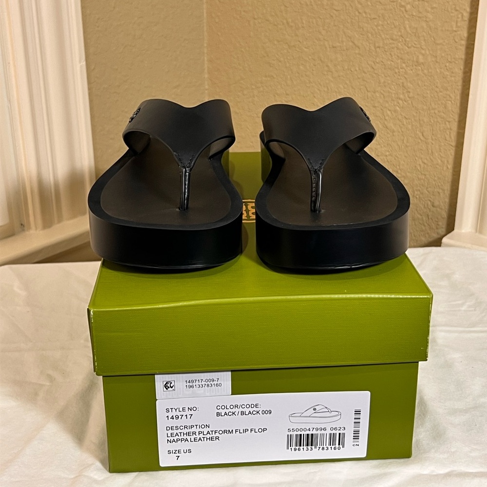 Tory Burch Black Platform Flip Flop Sandals - Picture 7 of 8